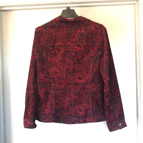 Charter Club Jacket Women’s Button Front red black paisley Corduroy Blazer sz 1X - Picture 2 of 4